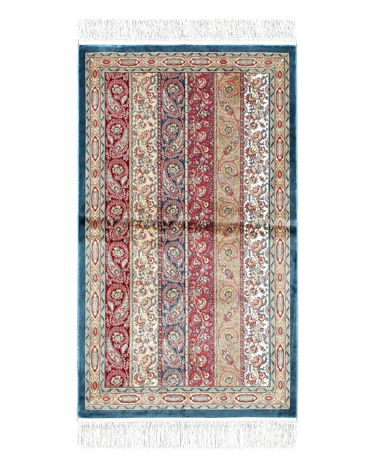 Paisley Pattern Silk Rug, Boteh Design, All Silk Accent Rug, Oriental Carpet, Very Detailed, 2' 8" x 4' 1", New, Bamboo Silk