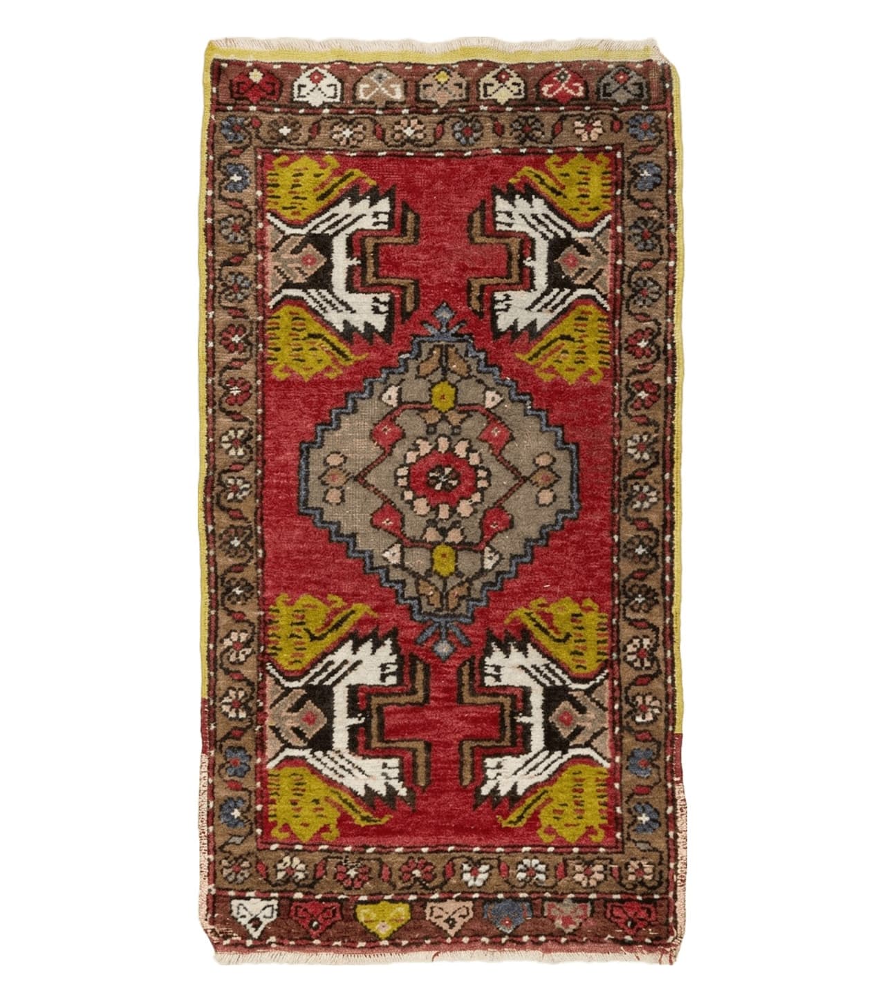 20" X 38" Antique Handmade Turkish Oushak Oshak Yastik Wool Rug Mat Turkey Nice