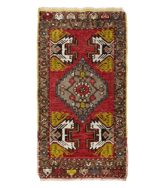 20" X 38" Antique Handmade Turkish Oushak Oshak Yastik Wool Rug Mat Turkey Nice