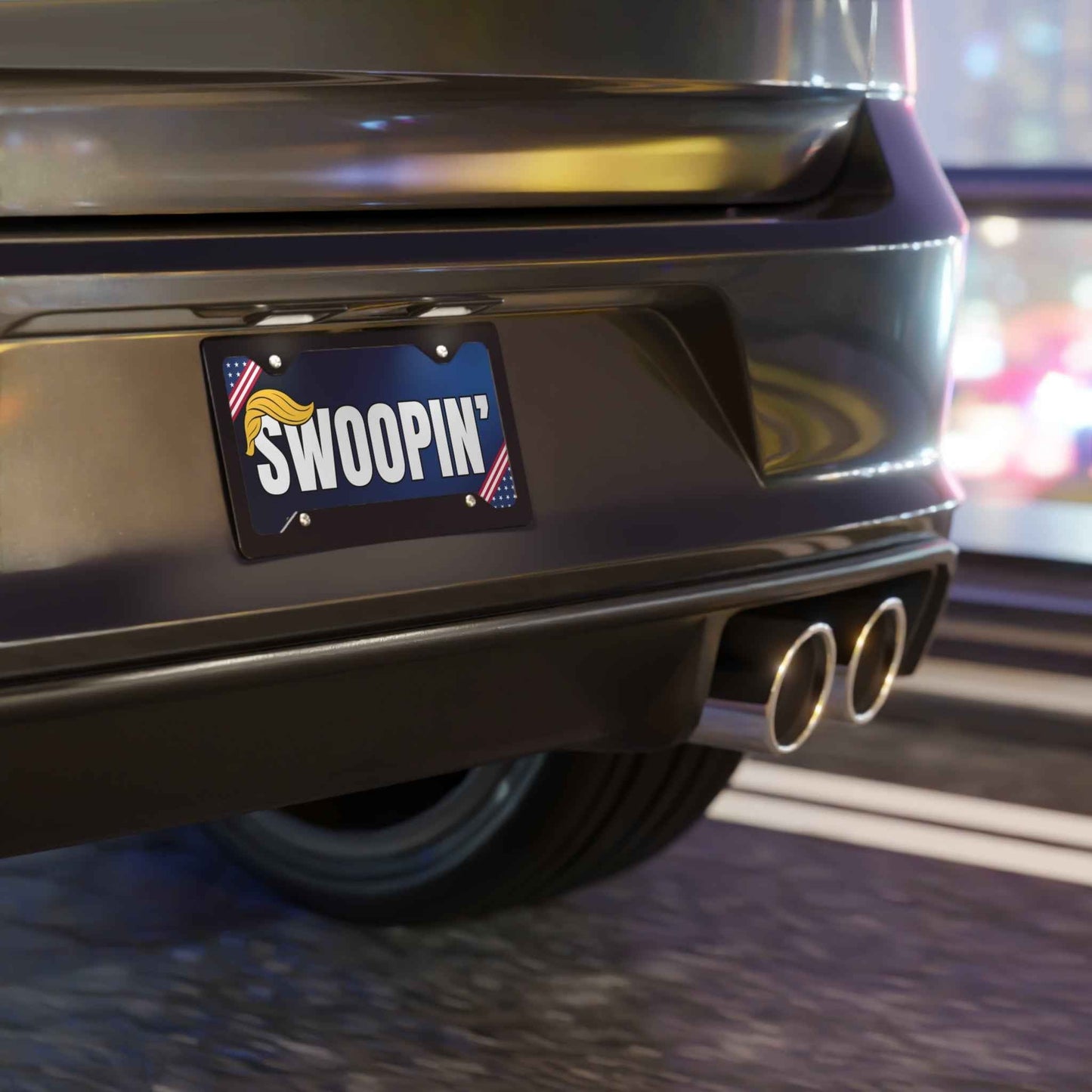 “SWOOPIN’” Political Parody Vanity Plate – Aluminum 12" × 6"