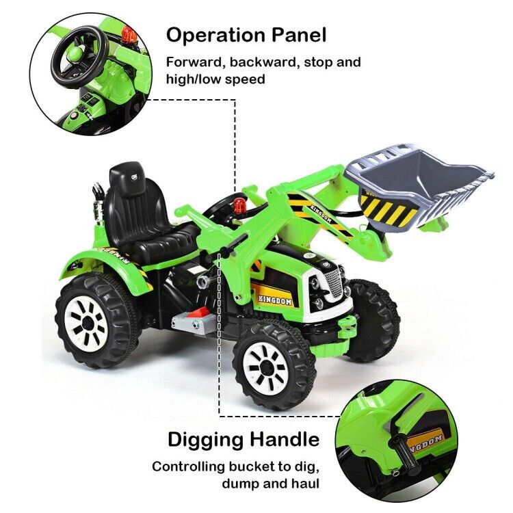 66 lbs Durable 12V Battery-Powered Kids Ride-On Dumper Truck in Green