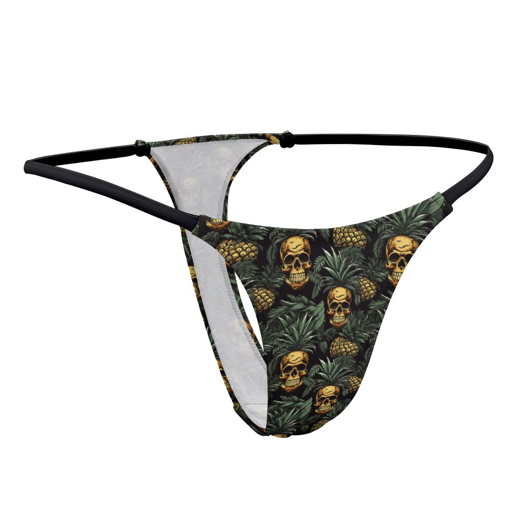 Pineapple Skull Pattern Women's Polyester Thong