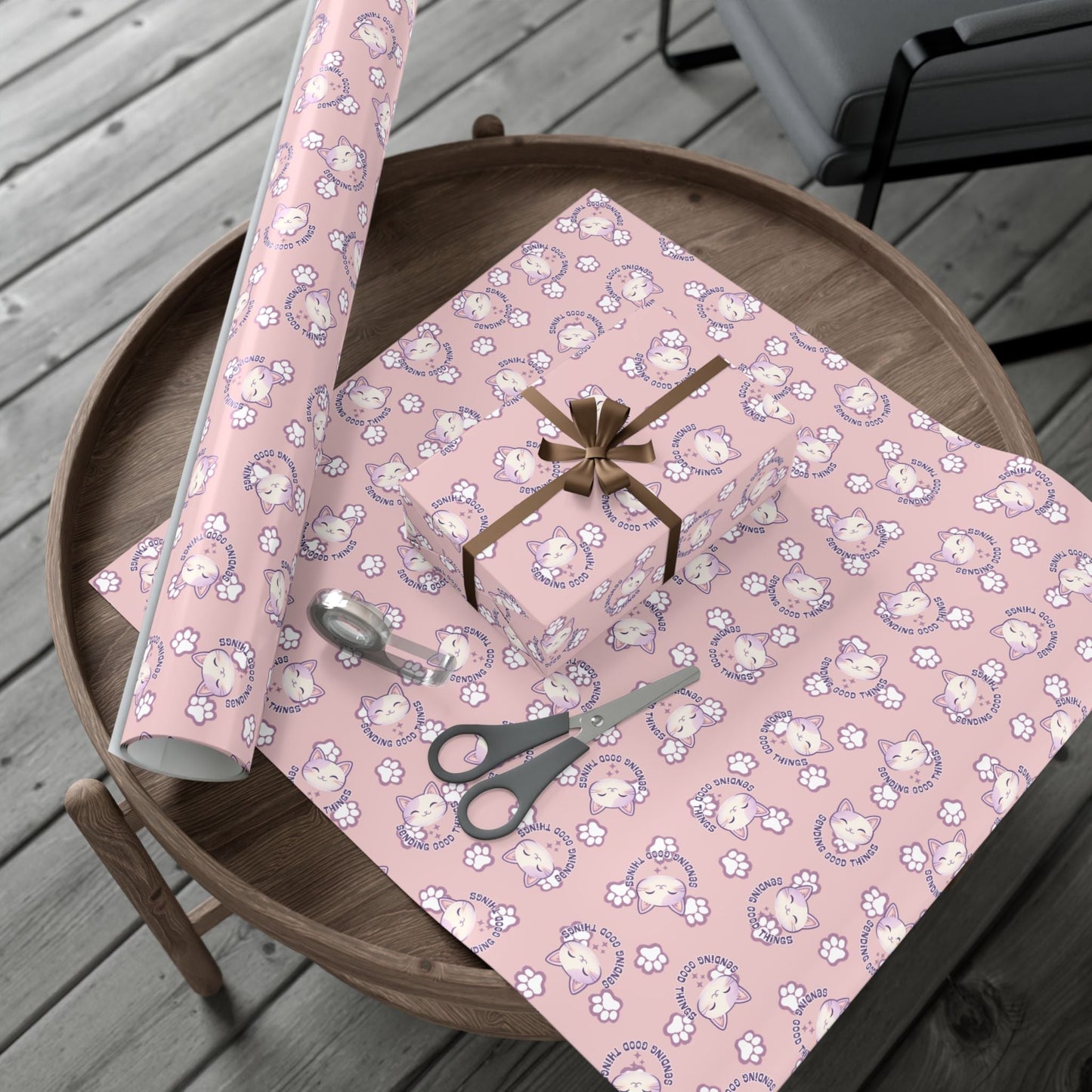 Smiling Cat Pattern Gift Wrap | All-Purpose Wrapping Paper