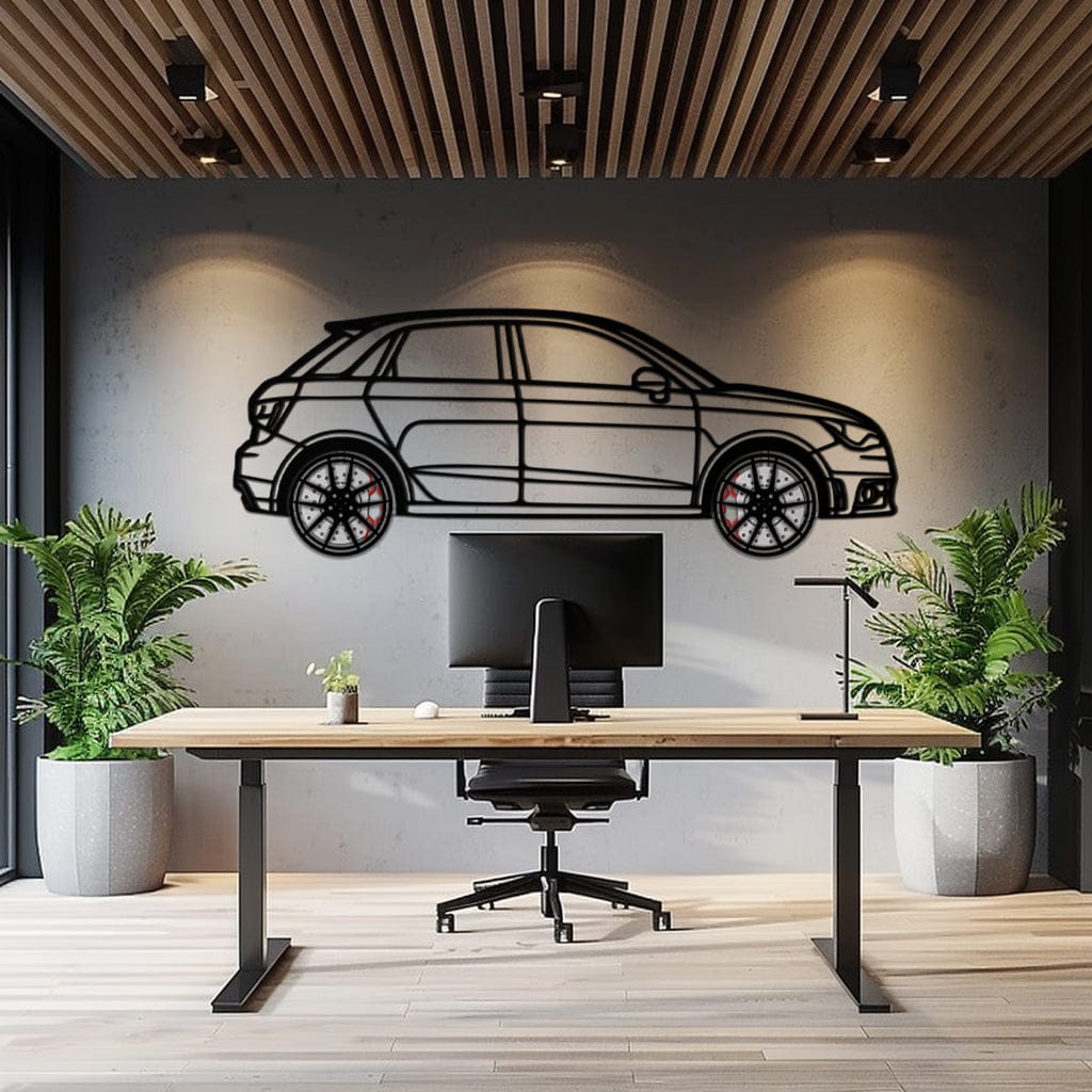 Audi A1 Metal Car Wall Art with Rotating Wheels - Handmade Car Silhouette Decor - Automotive Wall Art for Petrolheads-KAFMEKA094