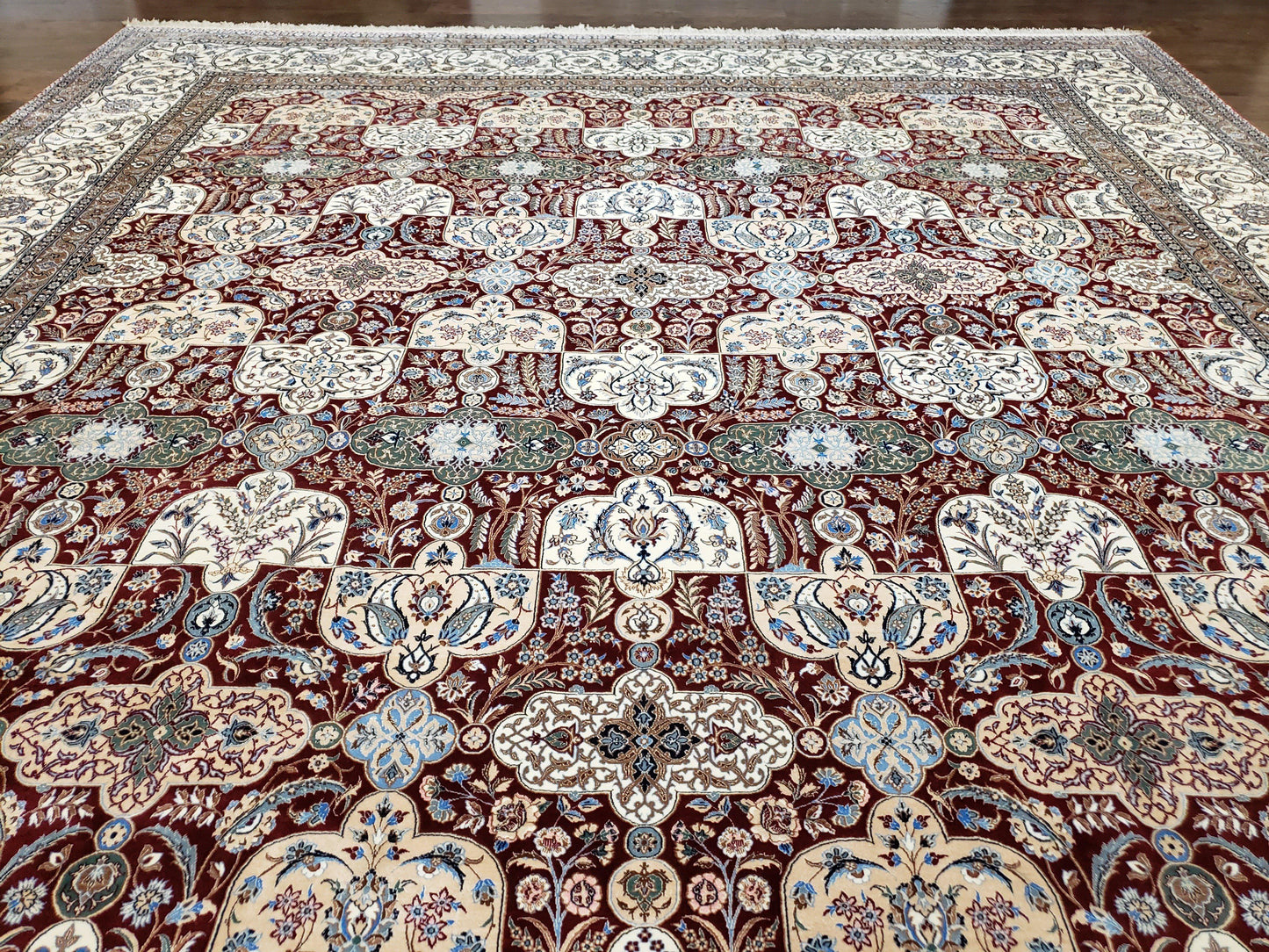 Persian Nain Rug 11x15 – Wool on Silk, Hand-Knotted, Signed Masterpiece
