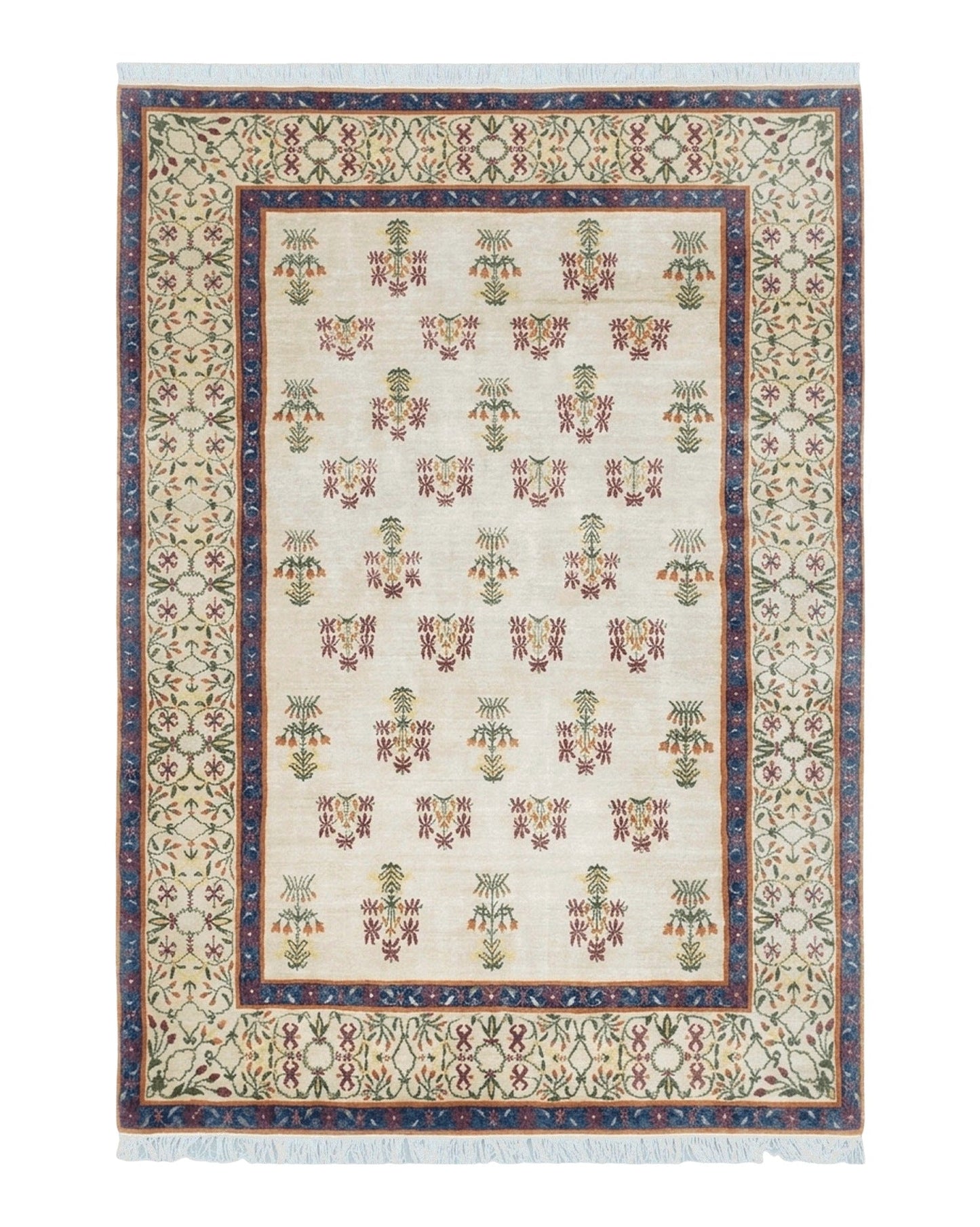 Tufenkian Rug 5.9 x 8.6, Tibetan Nepalese Rug, Hand Knotted, Soft Shiny Wool, Repeated Motifs, Contemporary Modern, Area Rug 6x9, Vintage