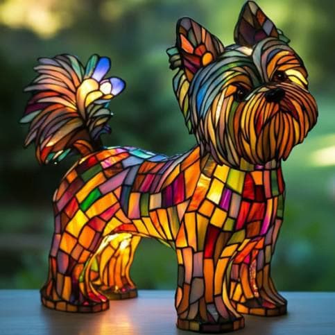 Colorful Strange Dog Lamp Resin Decorations