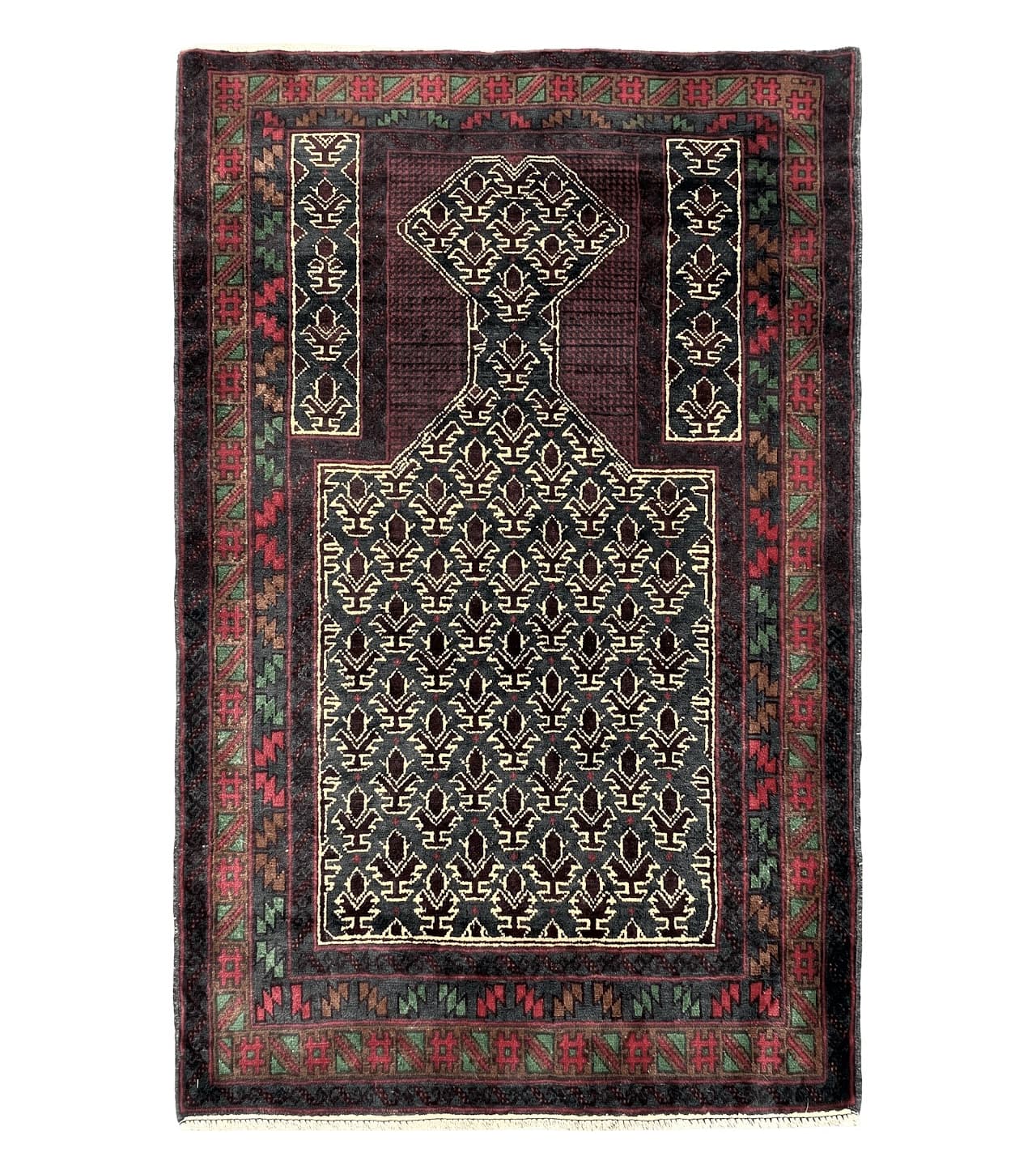 3x5 New Vintage Handmade Wool Rug Tribal Balouch Turkoman Prayer Rug Veggie Dyes