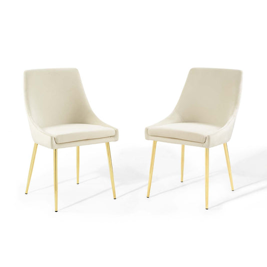 Viscount Performance Velvet Dining Chairs Set of 2 by Modway