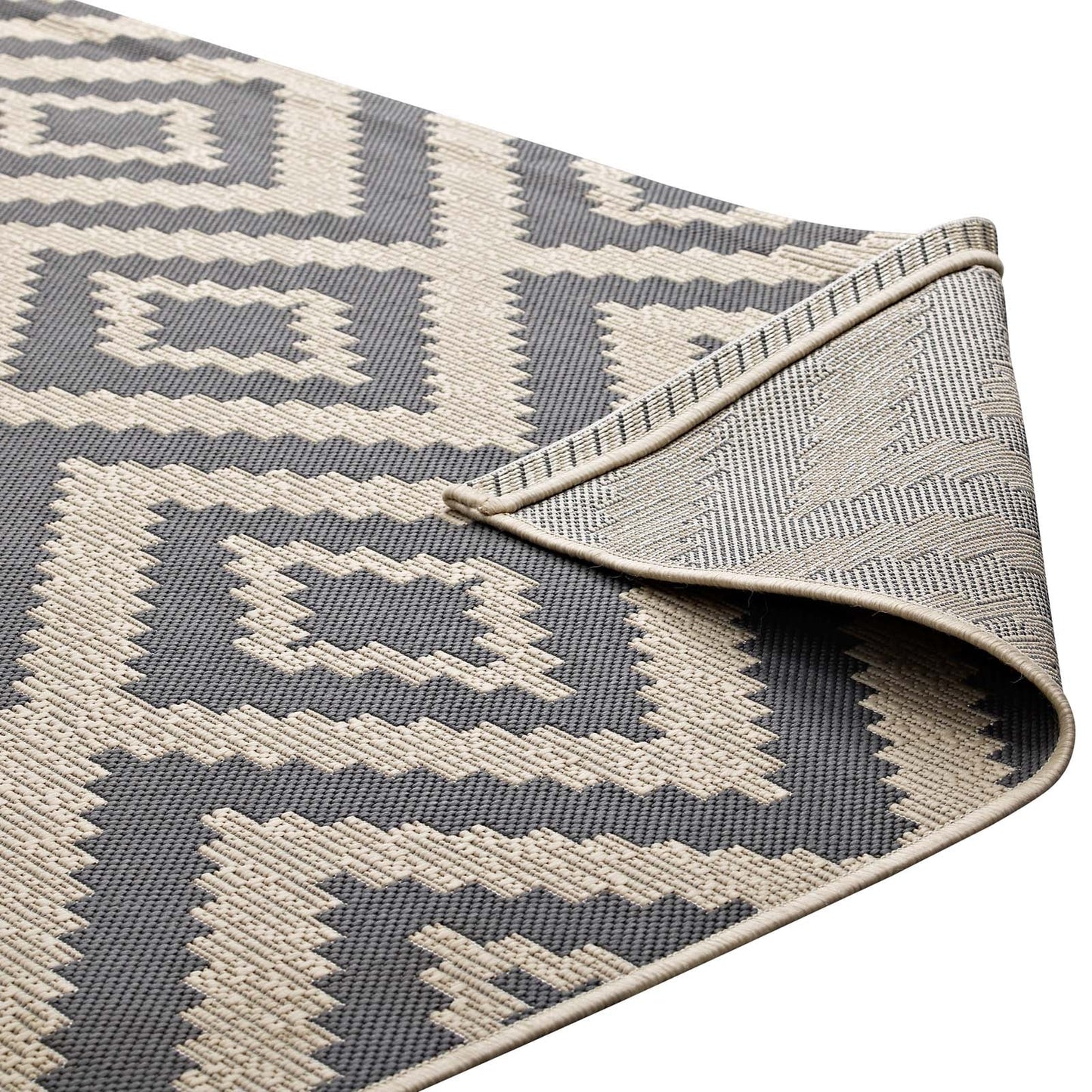 Jagged Geometric Diamond Trellis Indoor and Outdoor 8x10 Area Rug by Modway