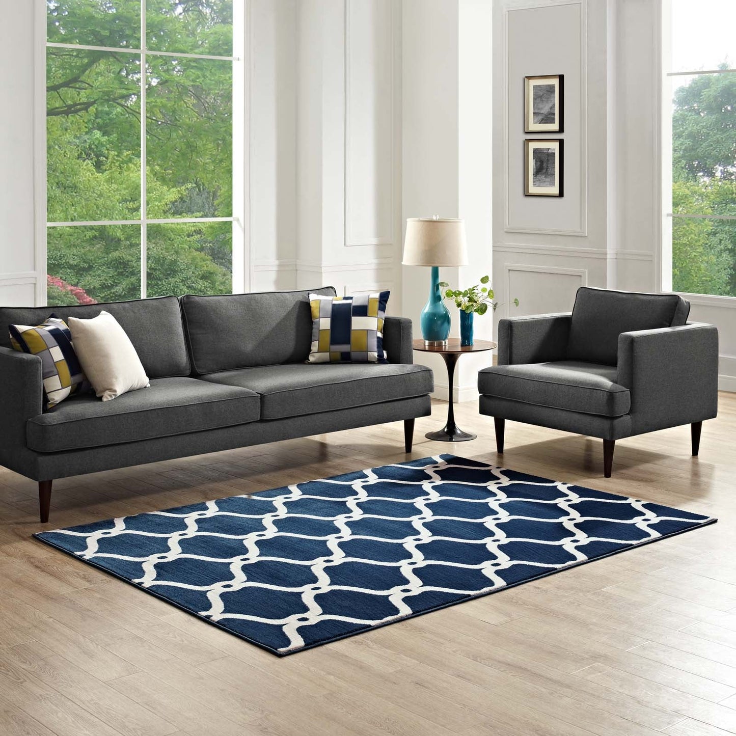Beltara Chain Link Transitional Trellis 8x10 Area Rug by Modway
