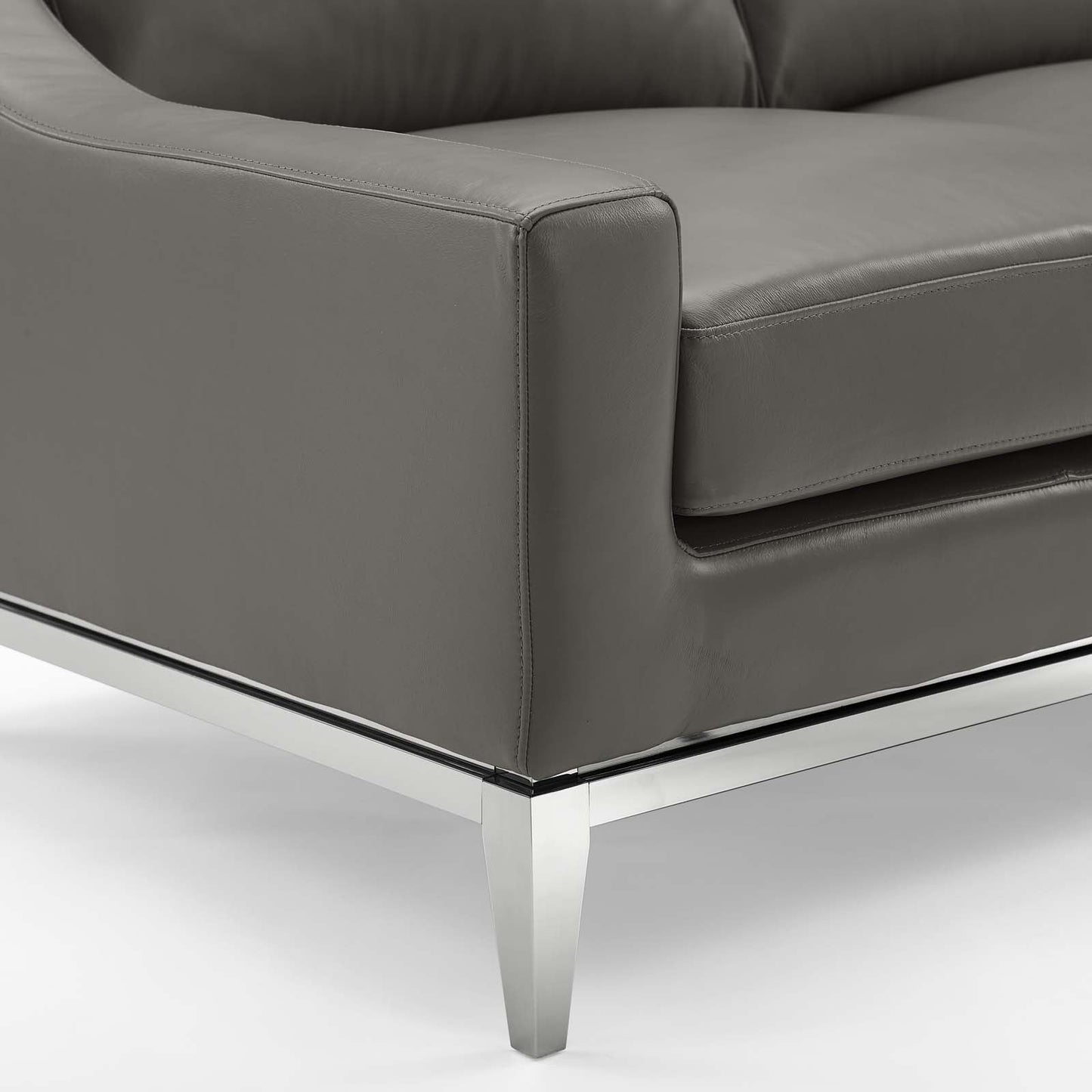 Harness 83.5" Stainless Steel Base Leather Sofa by Modway