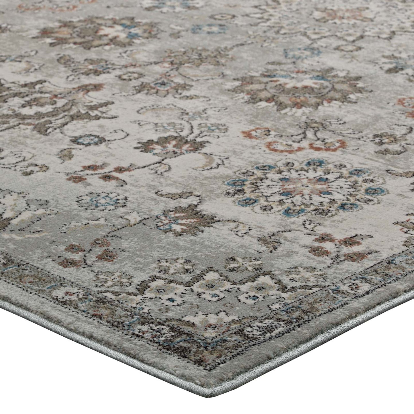 Hana Distressed Vintage Floral Lattice 5x8 Area Rug by Modway