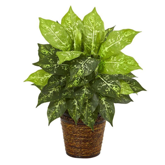 19"  Diffenbachia Artificial Plant in Basket