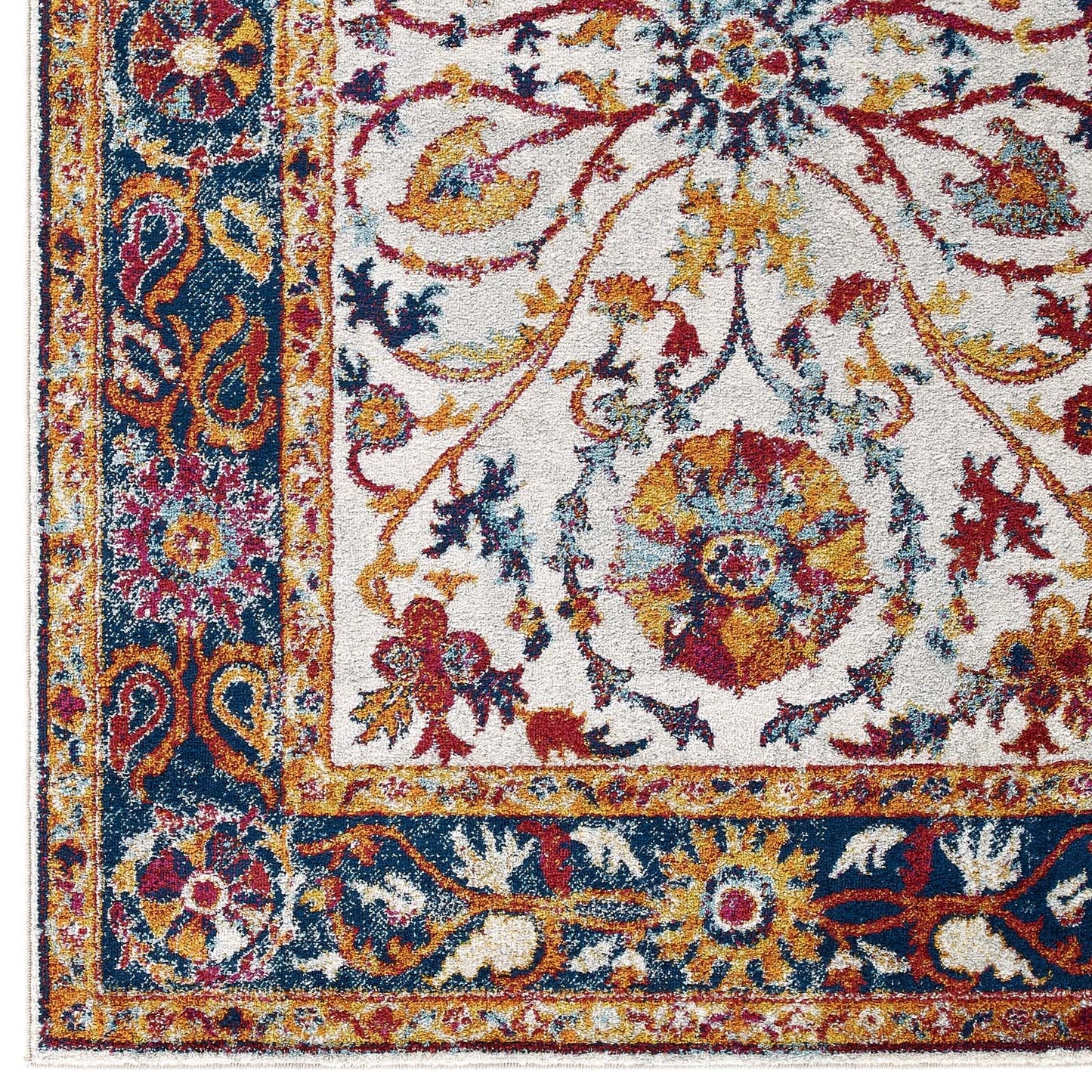 Entourage Samira Distressed Vintage Floral Vintage Medallion 8x10 Area Rug by Modway