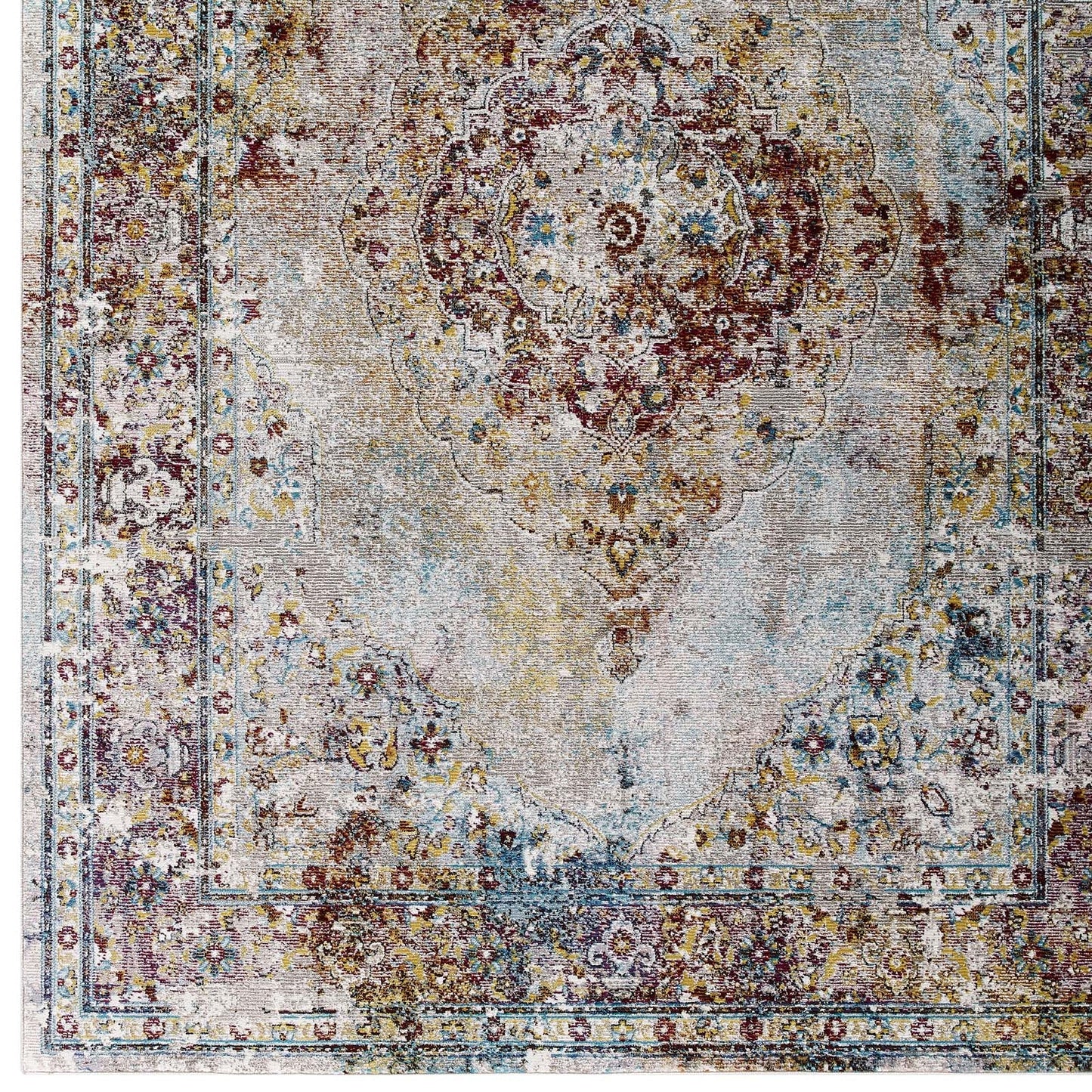 Success Merritt Transitional Distressed Floral Vintage Medallion 5x8 Area Rug by Modway