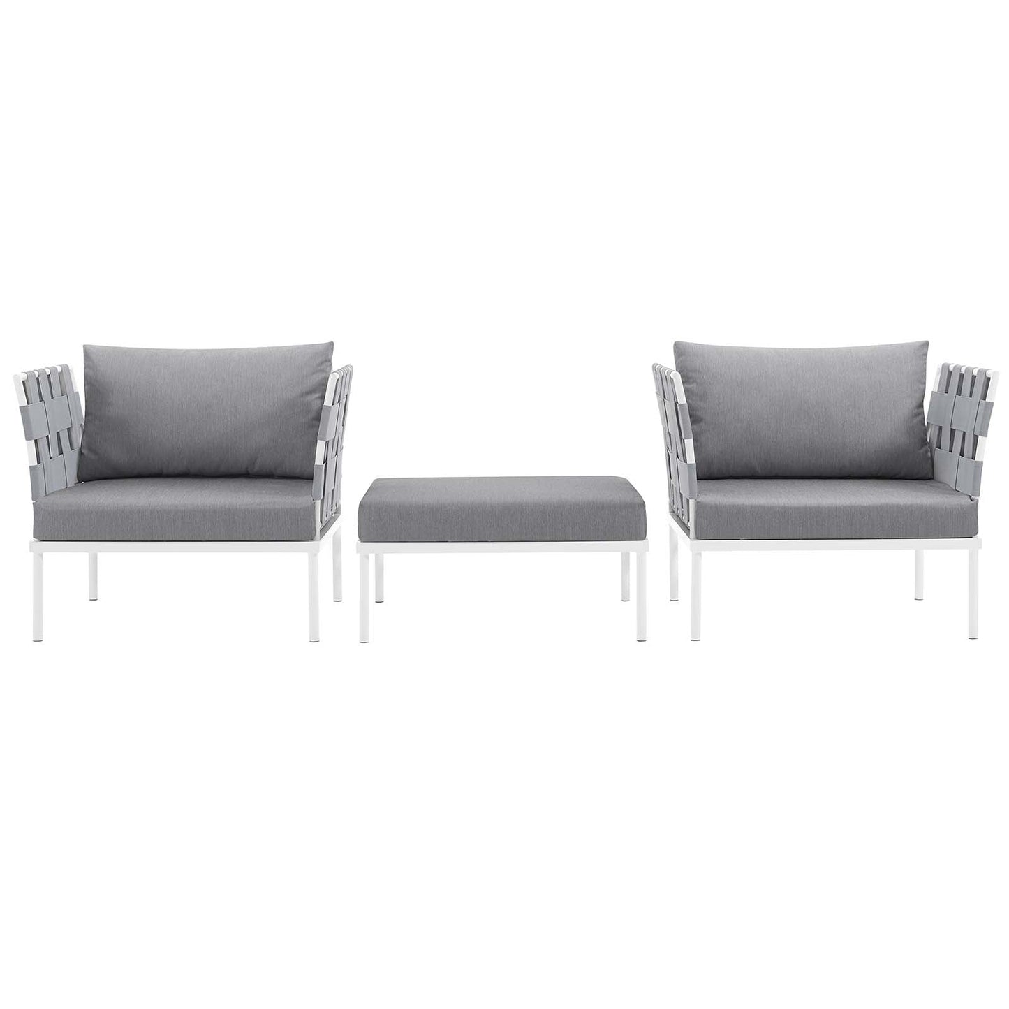 Harmony 3 Piece Outdoor Patio Aluminum Sectional Sofa Set by Modway
