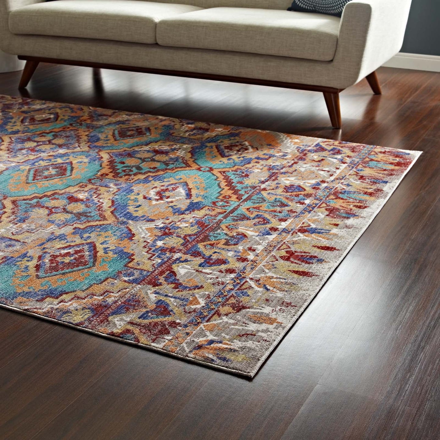 Centehua Distressed Southwestern Aztec 8x10 Area Rug by Modway