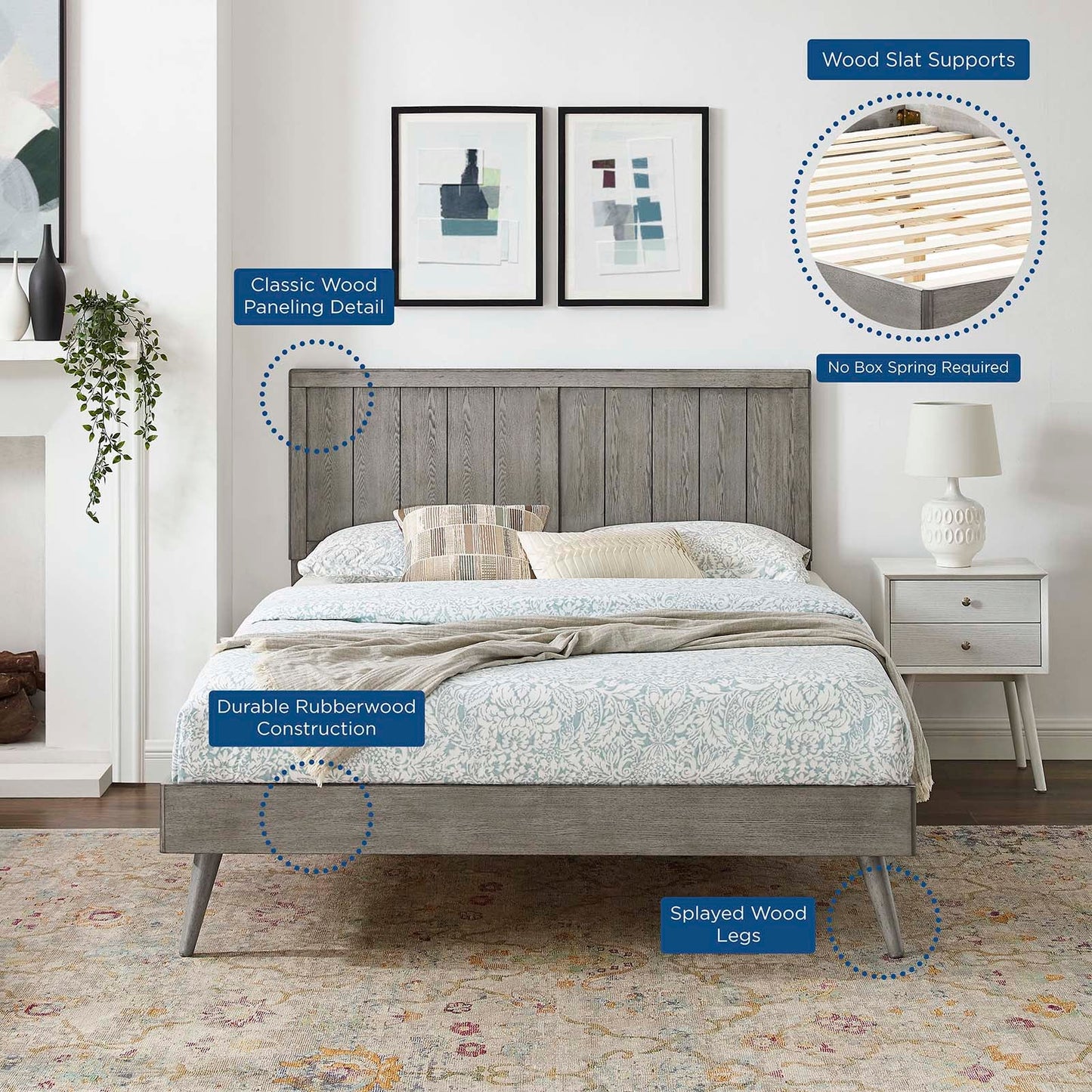 Alana Wood Full Platform Bed With Splayed Legs by Modway
