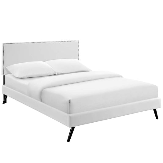Macie Full Vinyl Platform Bed with Round Splayed L
