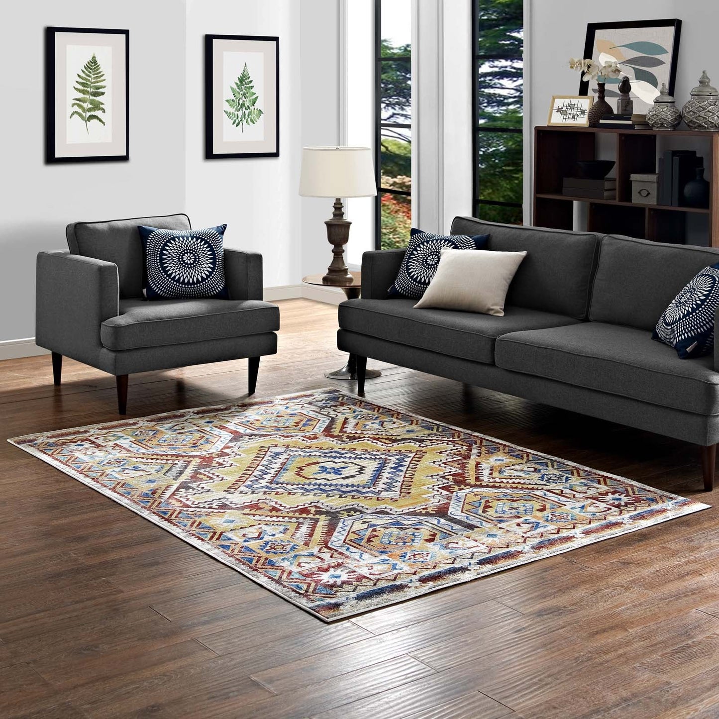 Florita Distressed Southwestern Aztec 5x8 Area Rug by Modway