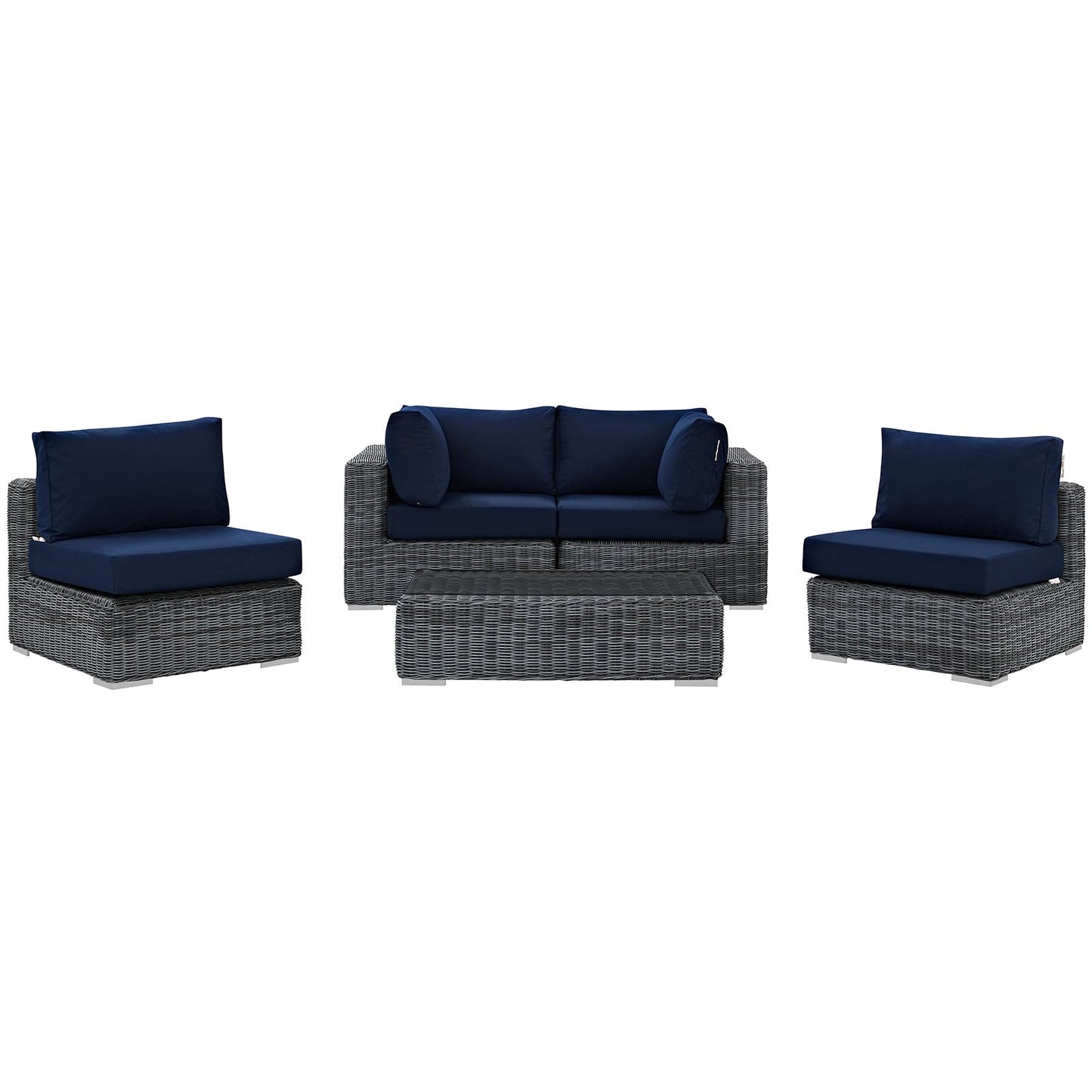 Summon 5 Piece Outdoor Patio Sunbrella¨ Sectional Set by Modway