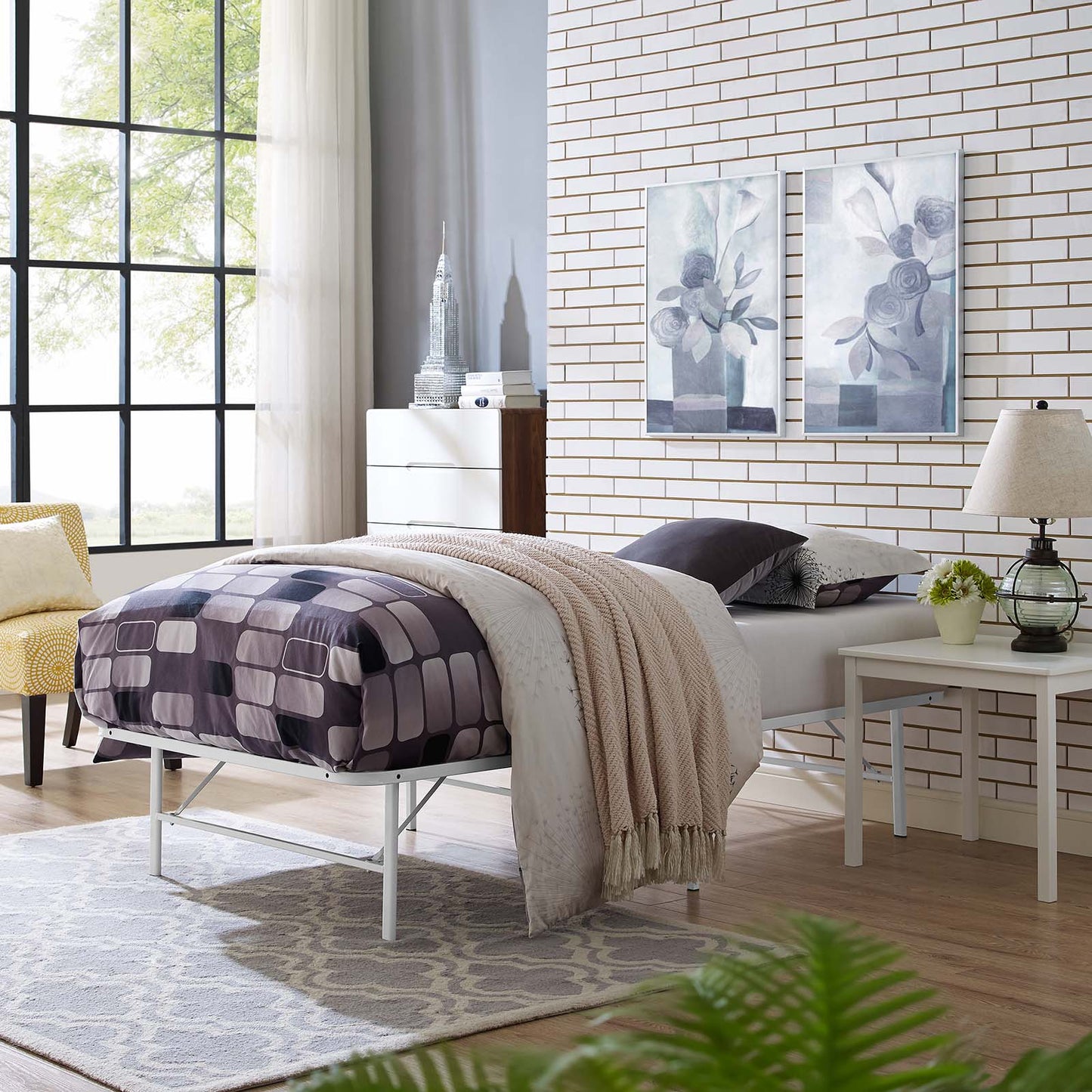 Horizon Stainless Steel Twin Bed Frame by Modway