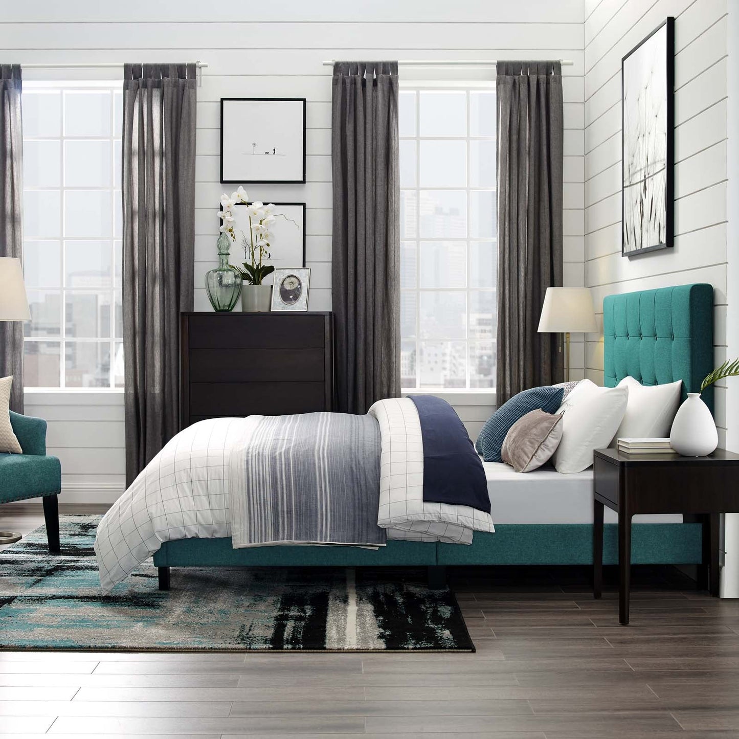 Melanie Tufted Button Upholstered Fabric Queen Platform Bed by Modway