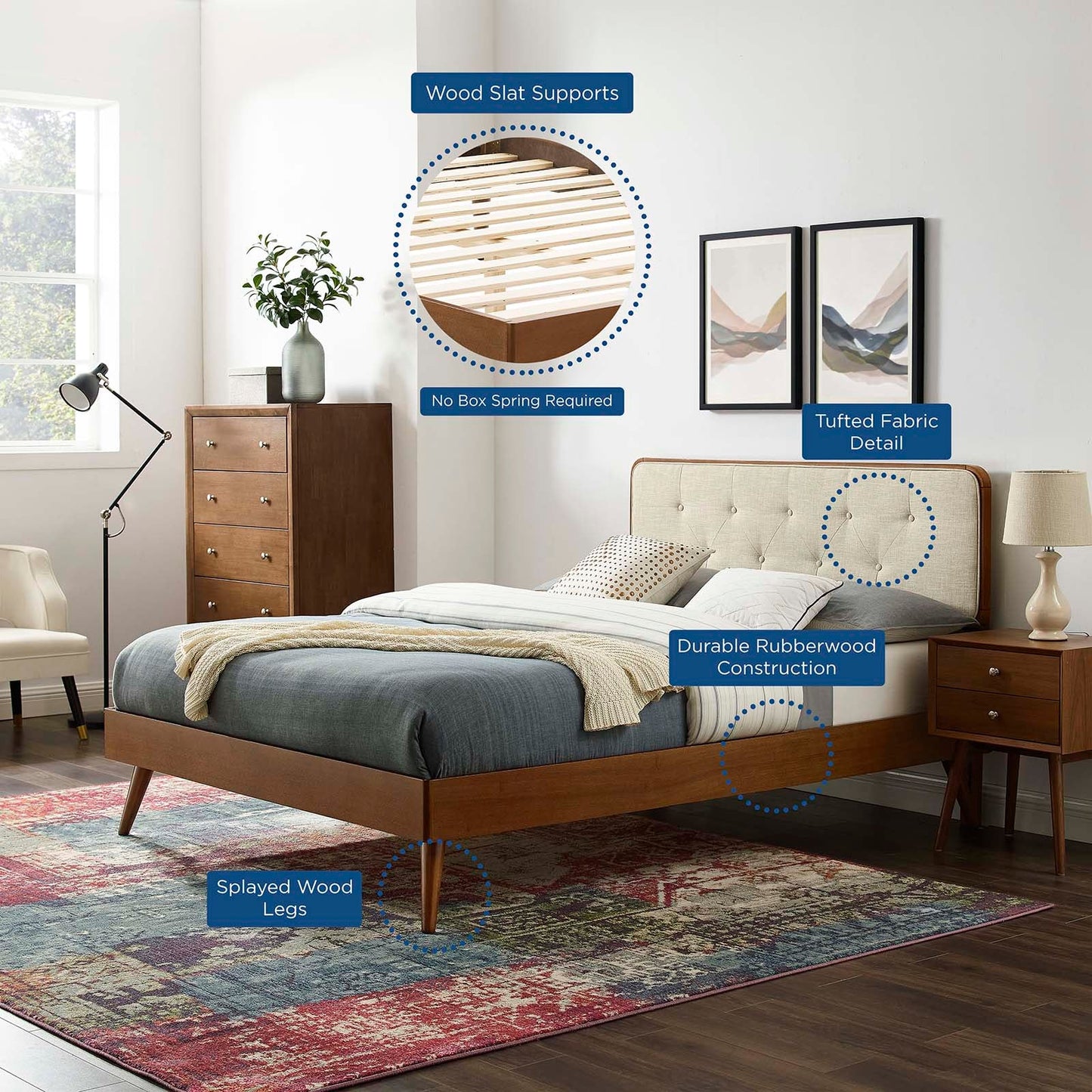 Bridgette Wood Twin Platform Bed With Splayed Legs by Modway