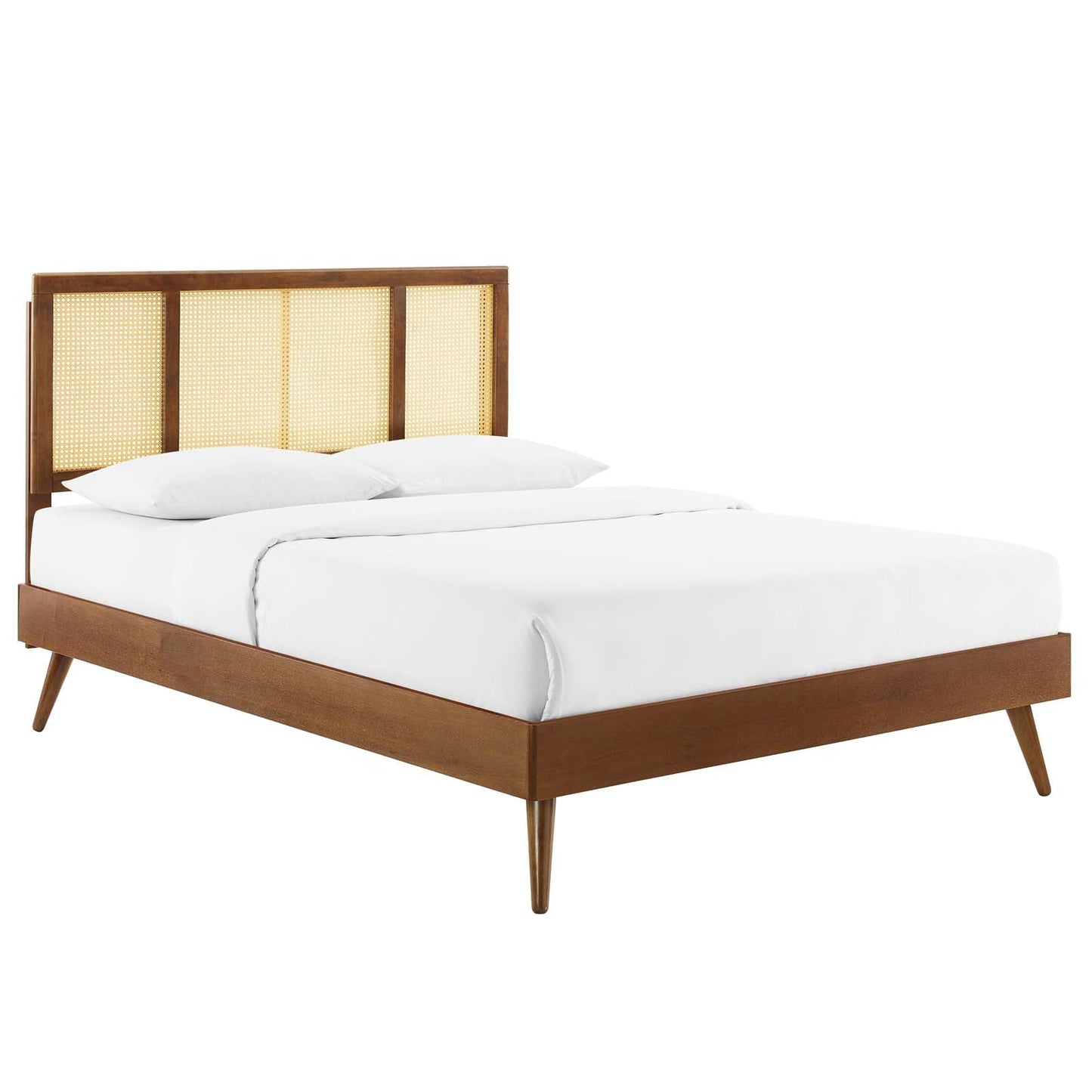 Kelsea Cane and Wood Queen Platform Bed With Splayed Legs by Modway