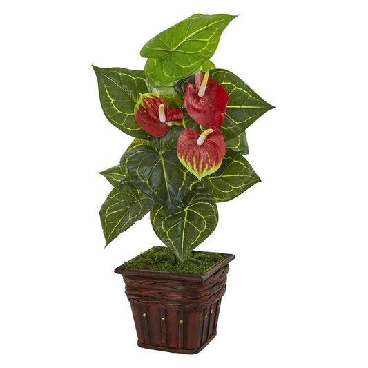 29"  Anthurium Artificial Plant in Decorative Planter (Real Touch)