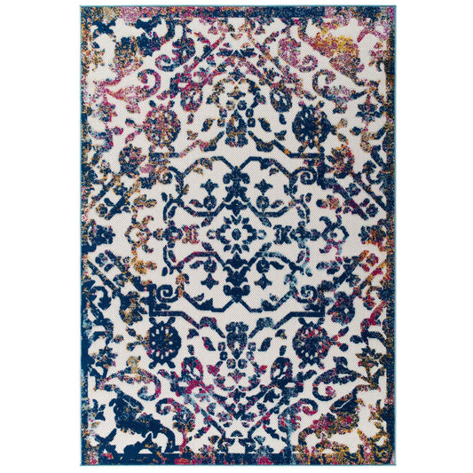 Reflect Primrose Ornate Floral Lattice 5x8 Indoor/Outdoor Area Rug by Modway