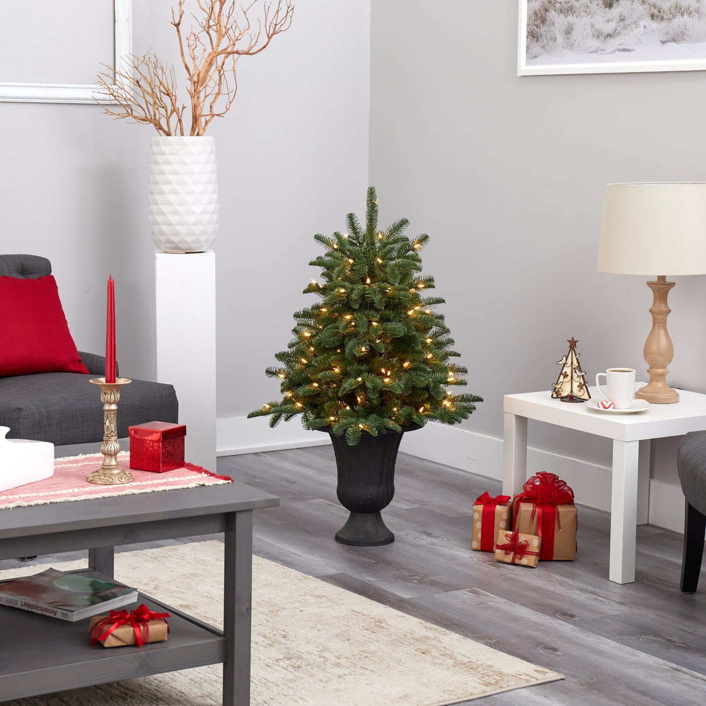 3.5' South Carolina Spruce Artificial Christmas Tree w/ 100 White Warm Light
