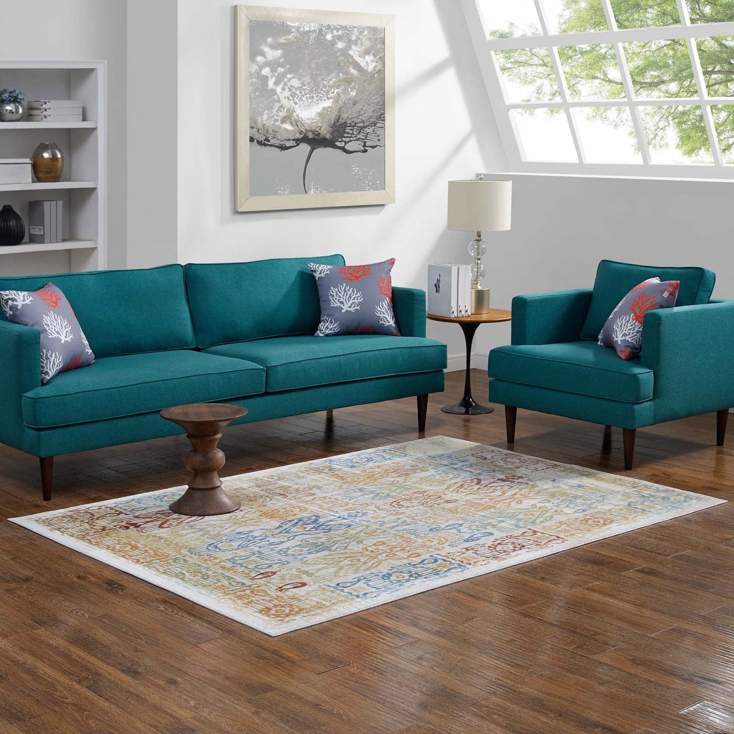 Solimar Distressed Southwestern Aztec 5x8 Area Rug by Modway
