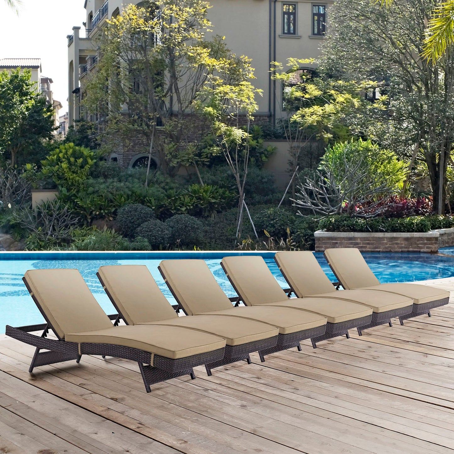 Convene Outdoor Patio Chaise Set of 6 by Modway