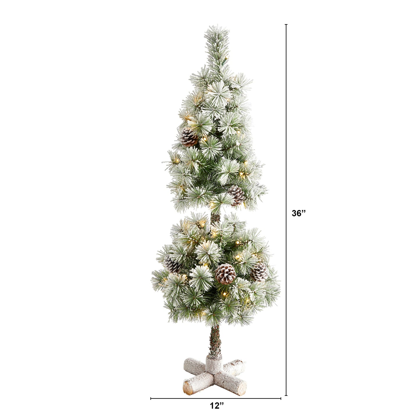 3' Flocked Artificial Christmas Tree Topiary with 50 Warm White LED Lights