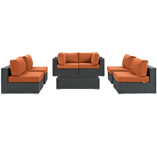 Sojourn 7 Piece Outdoor Patio Sunbrella¨ Sectional Set by Modway