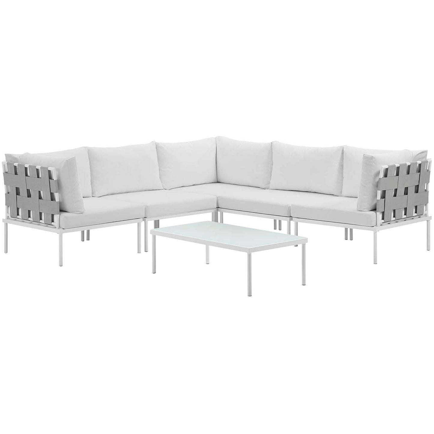Harmony 6 Piece Outdoor Patio Aluminum Sectional Sofa Set by Modway