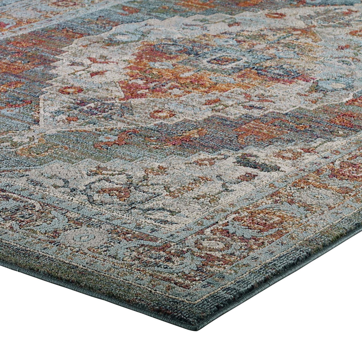 Tribute Camellia Distressed Vintage Floral Vintage Medallion 8x10 Area Rug by Modway