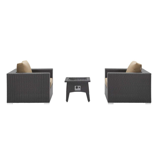 Convene 3 Piece Set Outdoor Patio with Fire Pit by Modway