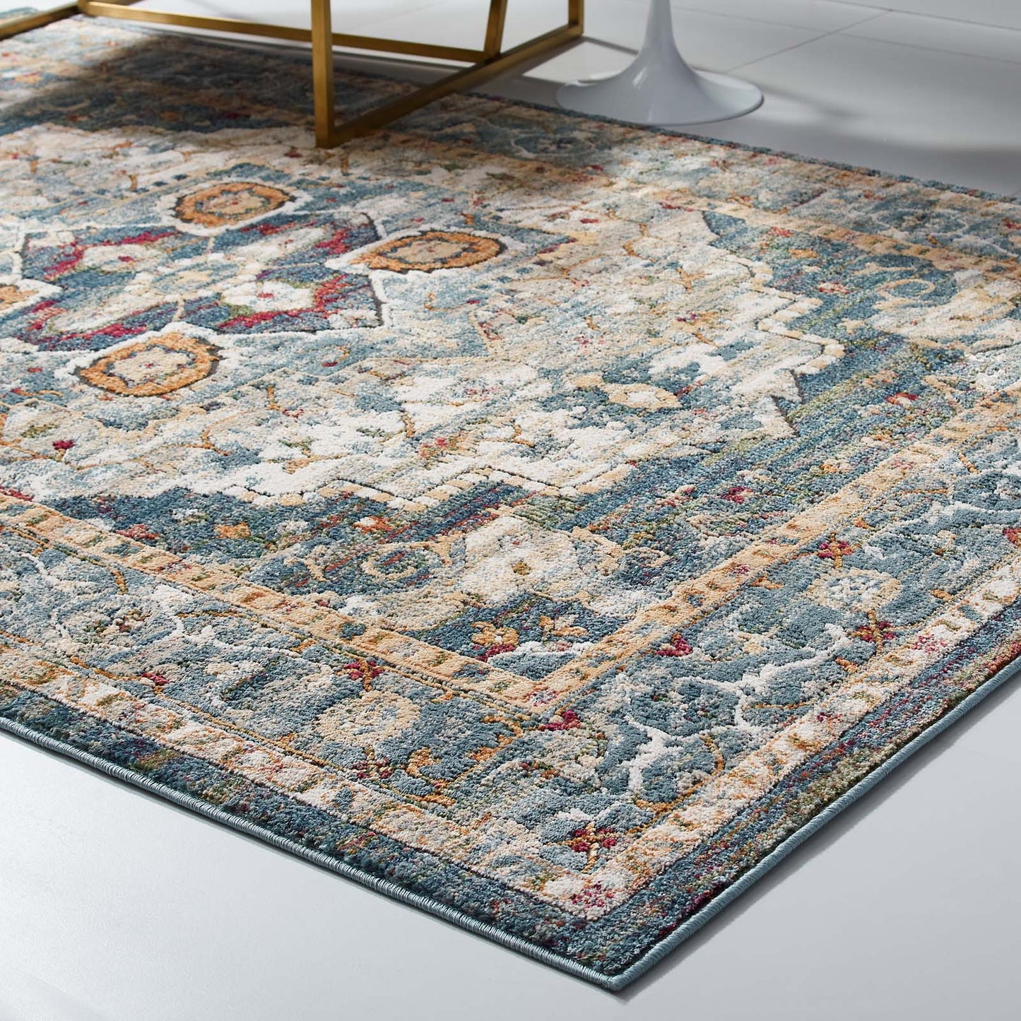 Tribute Diantha Distressed Vintage Floral Vintage Medallion 8x10 Area Rug by Modway