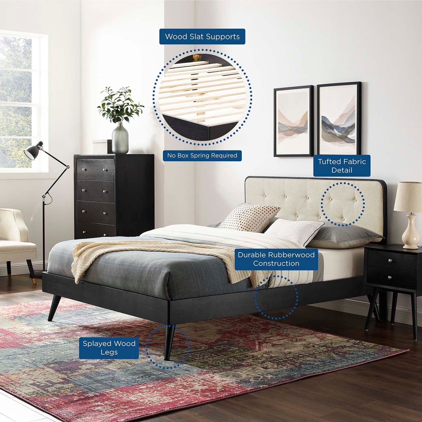 Bridgette Wood Queen Platform Bed With Splayed Legs by Modway