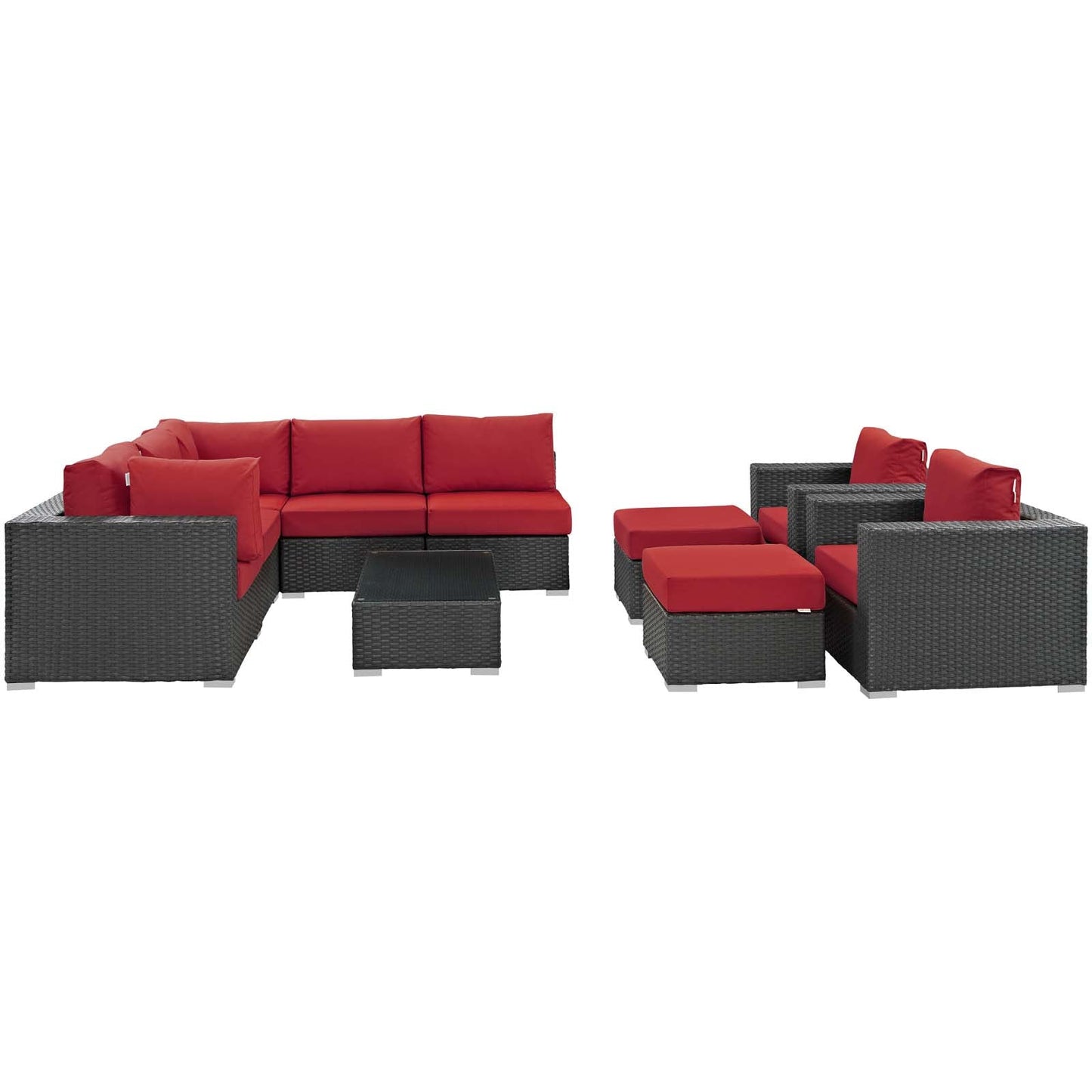 Sojourn 10 Piece Outdoor Patio Sunbrella¨ Sectional Set by Modway