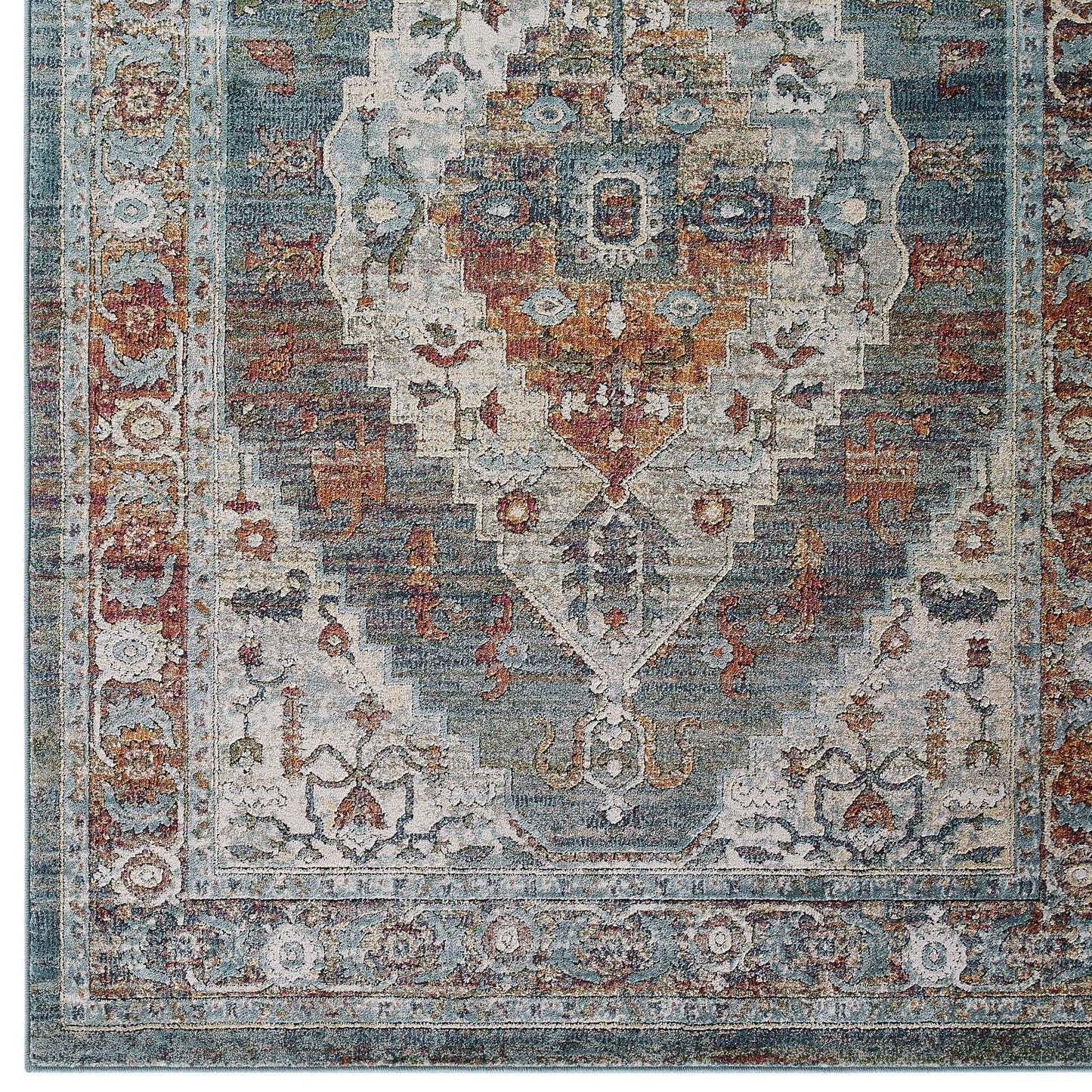 Tribute Camellia Distressed Vintage Floral Vintage Medallion 5x8 Area Rug by Modway
