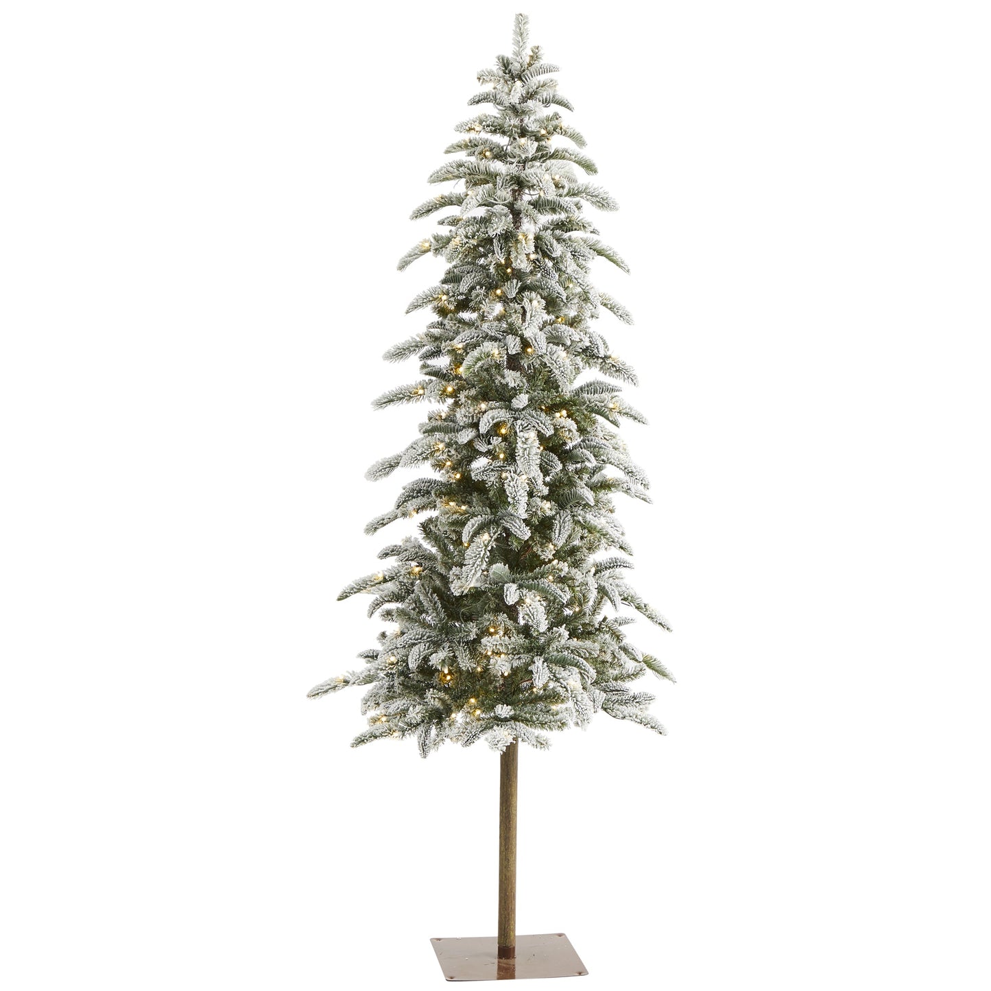 6.5' Flocked Washington Alpine Christmas Artificial Tree w/250 White Warm LED
