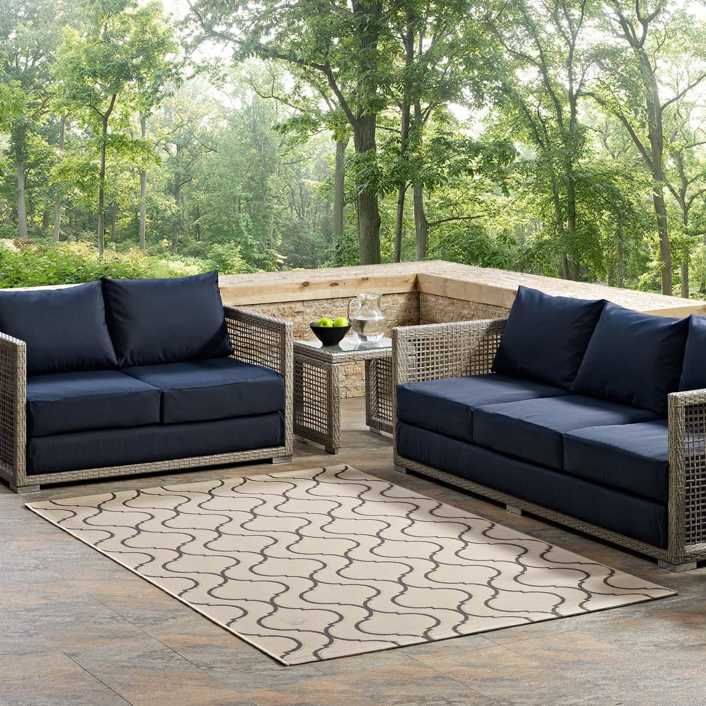 Linza Wave Abstract Trellis Indoor and Outdoor 8x10 Area Rug by Modway