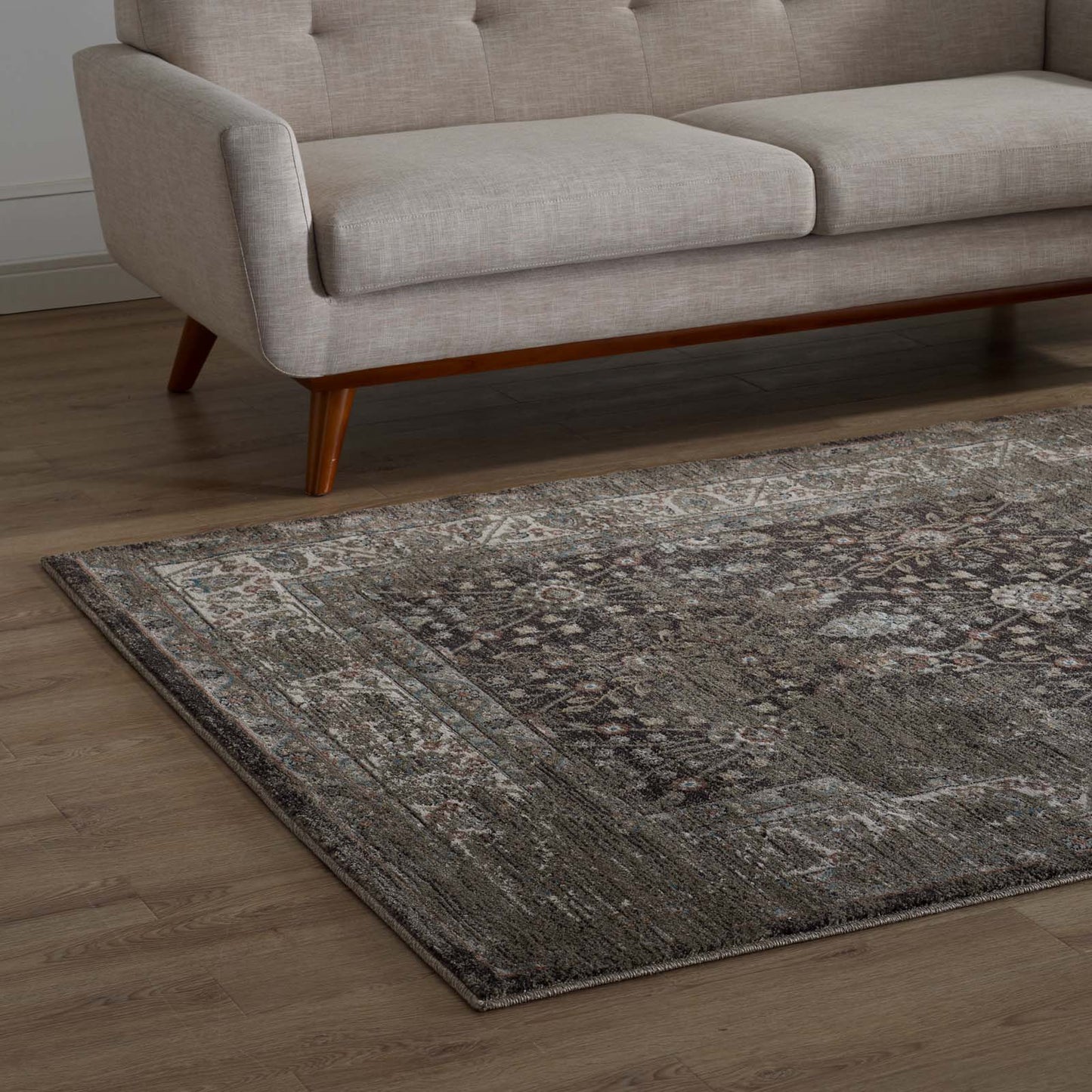 Berit Distressed Vintage Floral Lattice 5x8 Area Rug by Modway