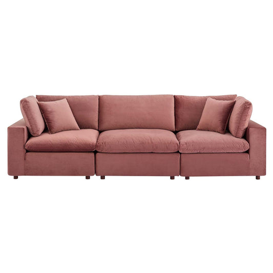 Commix Down Filled Overstuffed Performance Velvet 3-Seater Sofa by Modway
