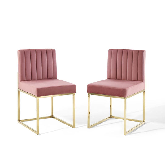 Carriage Performance Velvet Dining Chair Set of 2 by Modway