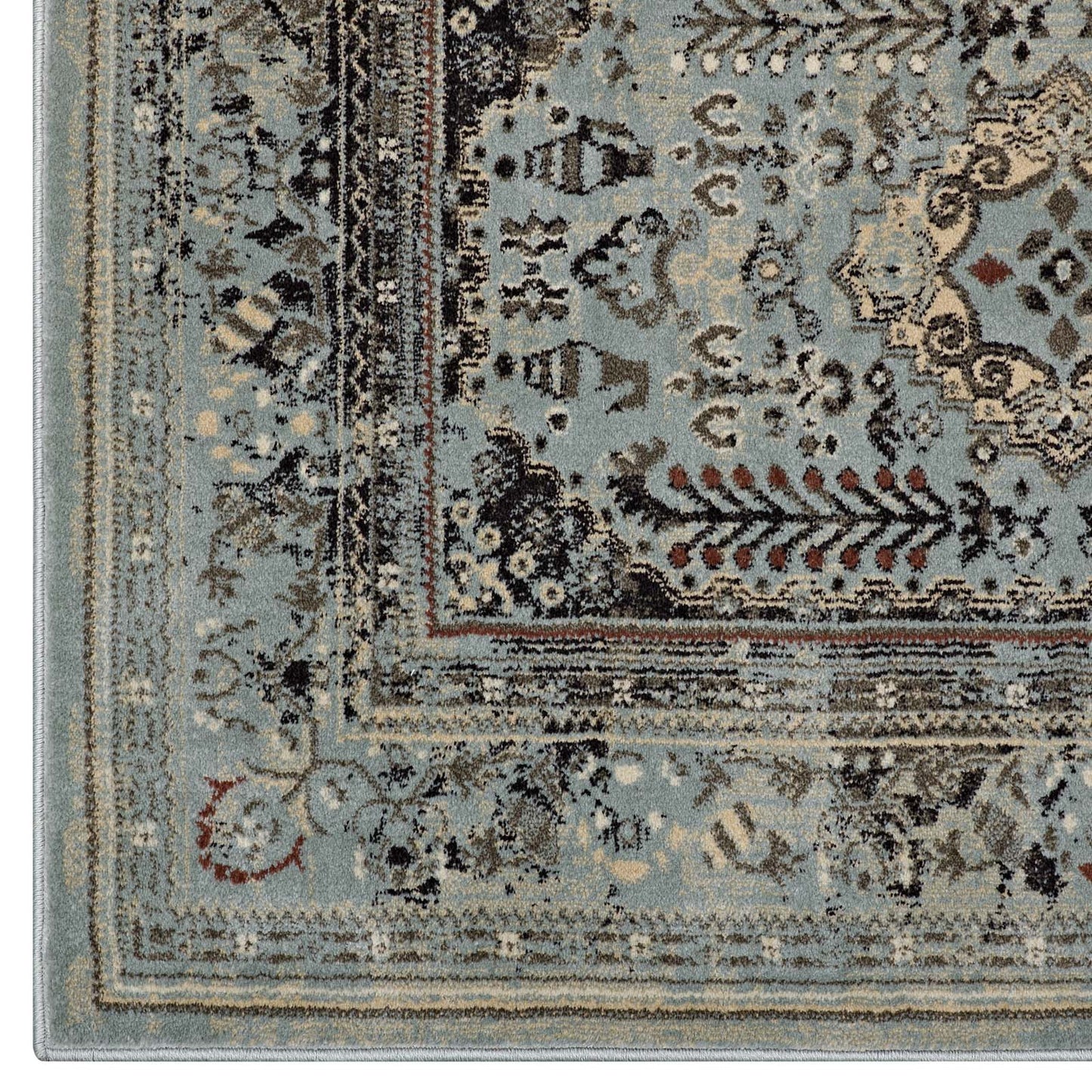 Enye Distressed Vintage Floral Lattice 8x10 Area Rug by Modway